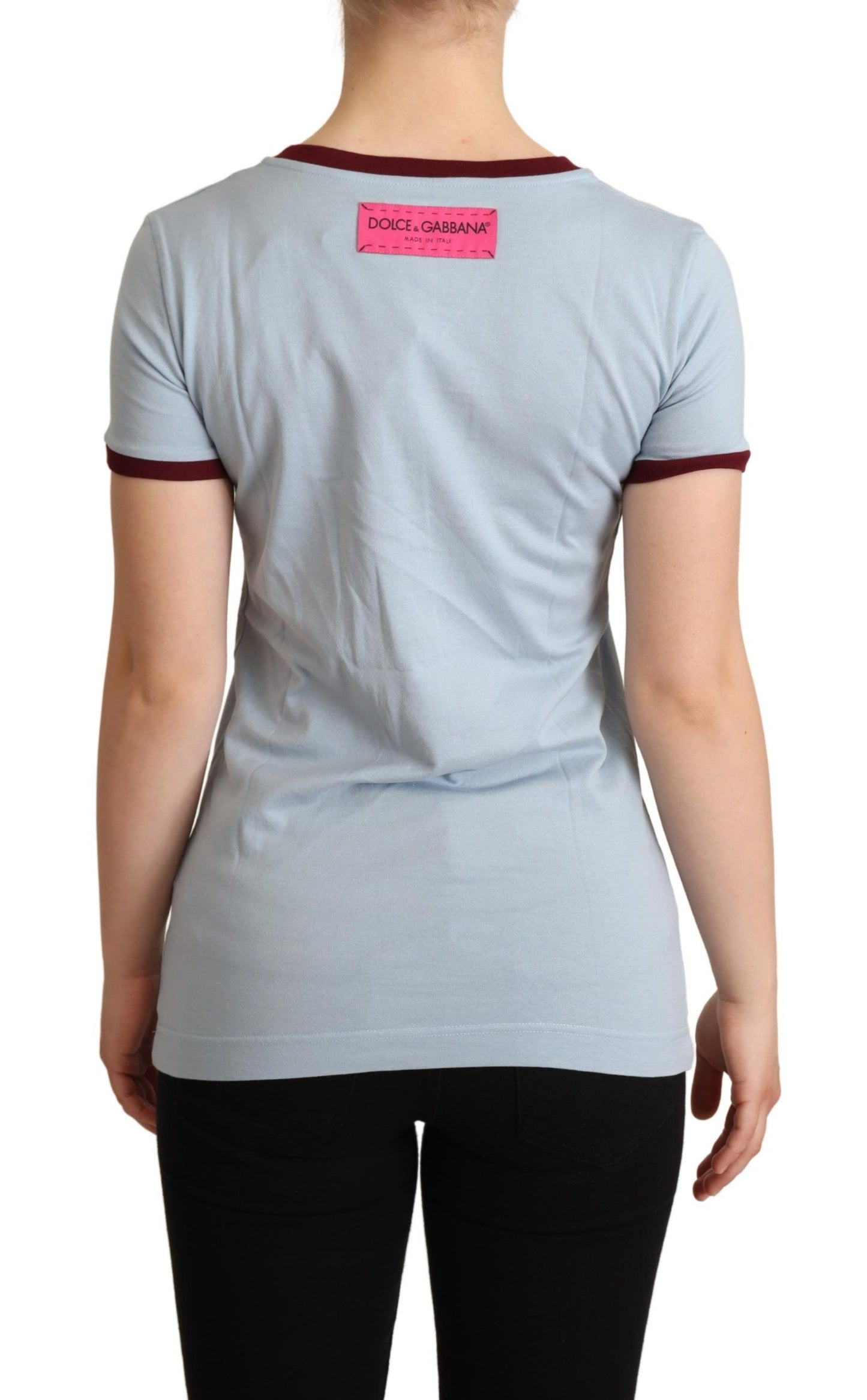 T-shirt ras du cou bleu élégant en coton Dolce & Gabbana