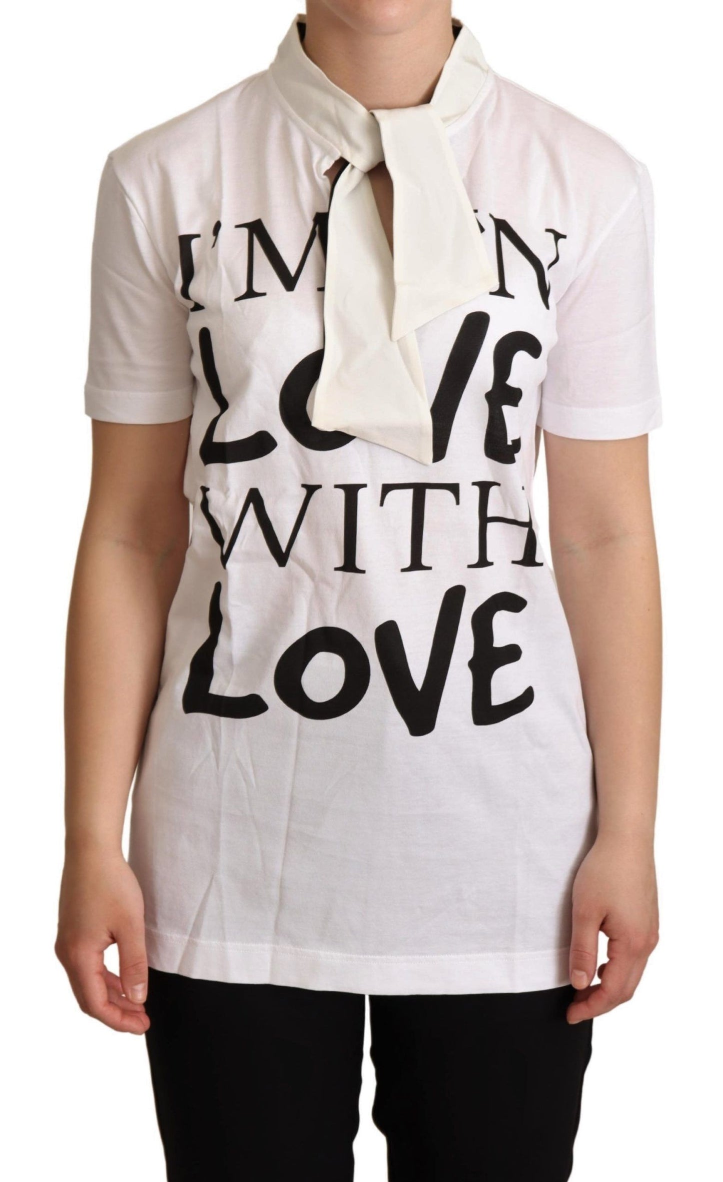 T-shirt Dolce & Gabbana Chic en soie mélangée à motif Love blanc
