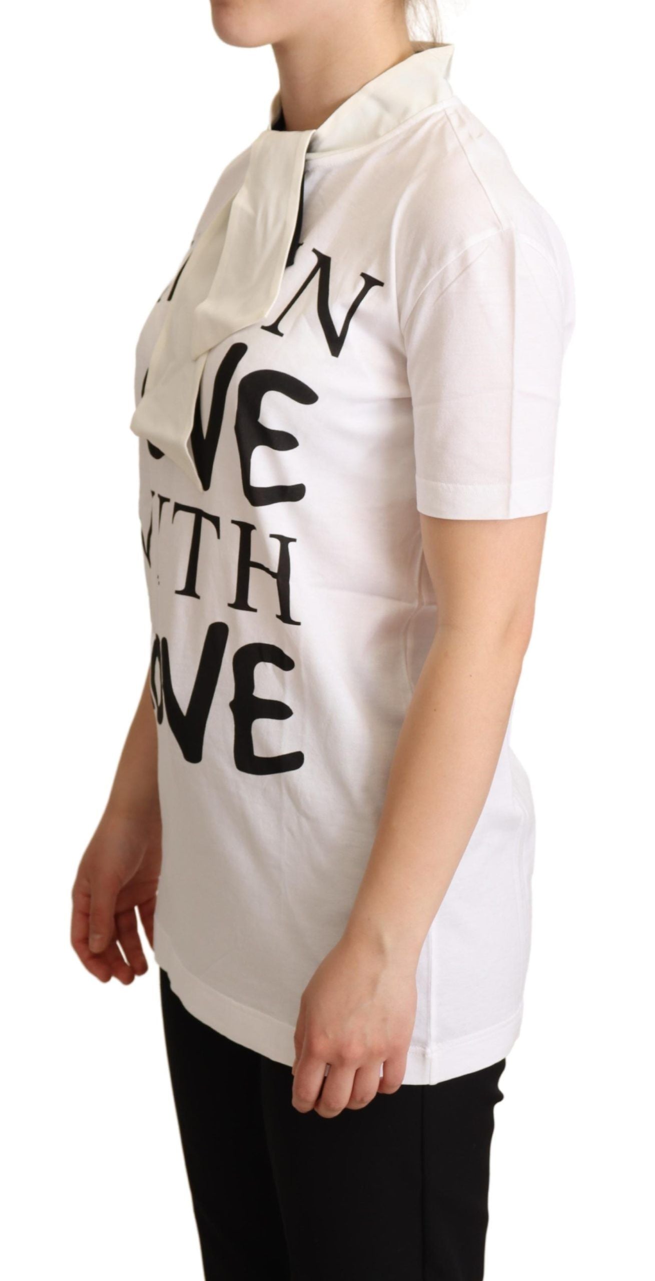 T-shirt Dolce & Gabbana Chic en soie mélangée à motif Love blanc