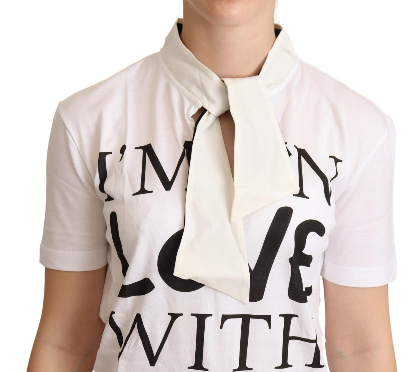 T-shirt Dolce & Gabbana Chic en soie mélangée à motif Love blanc