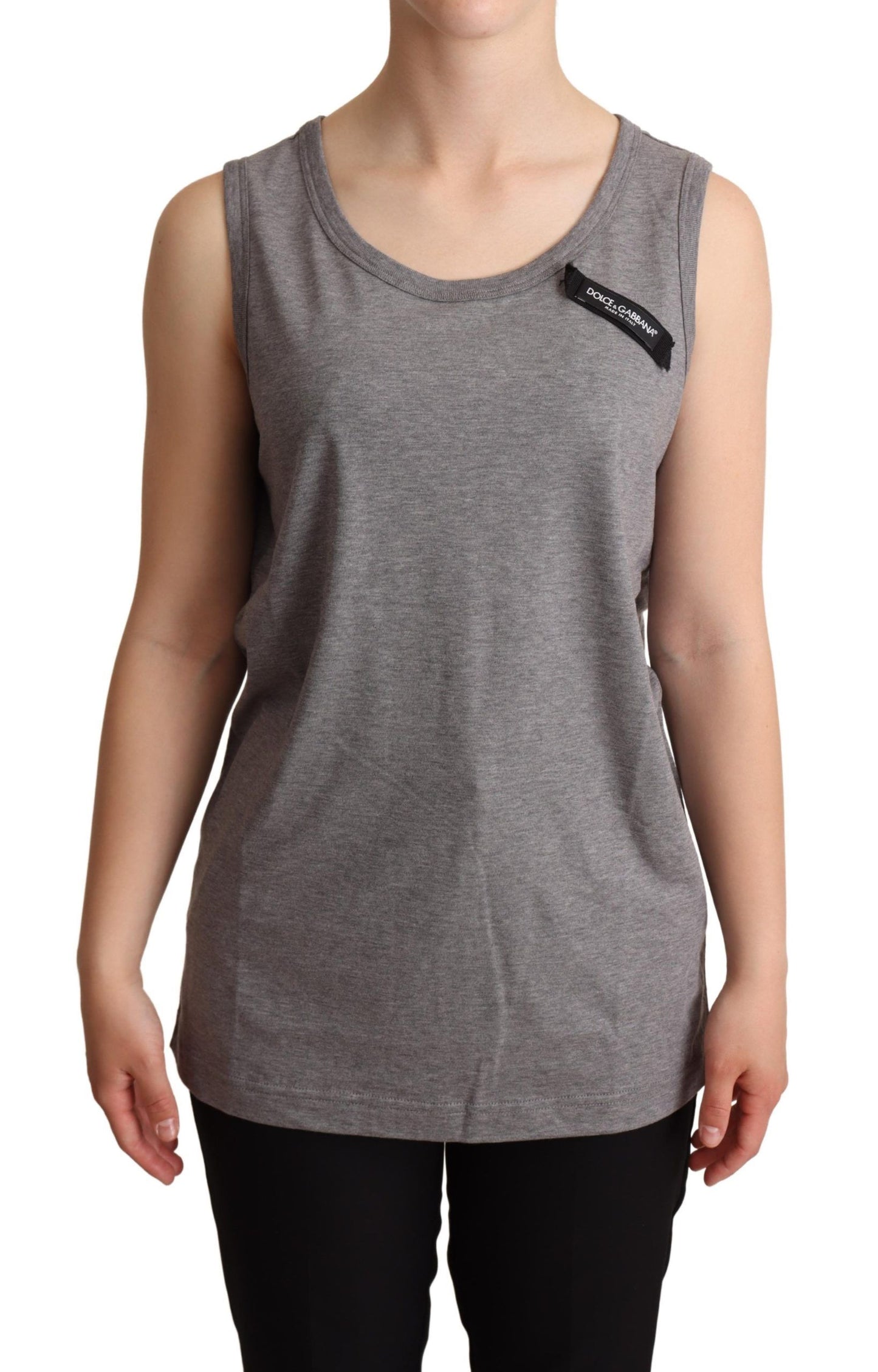 Débardeur sans manches élégant en jersey de coton gris Dolce & Gabbana