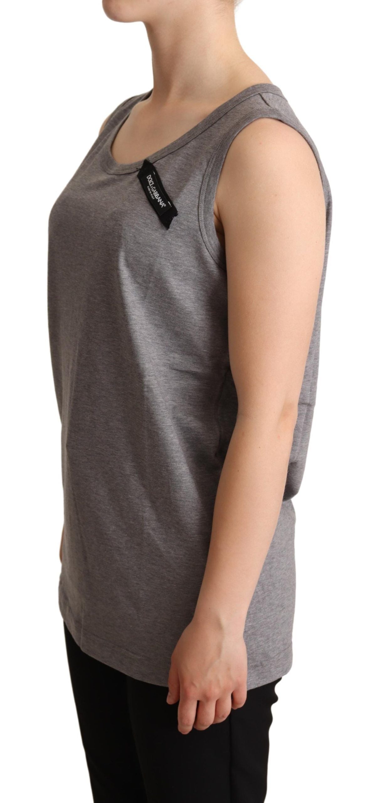 Débardeur sans manches élégant en jersey de coton gris Dolce & Gabbana