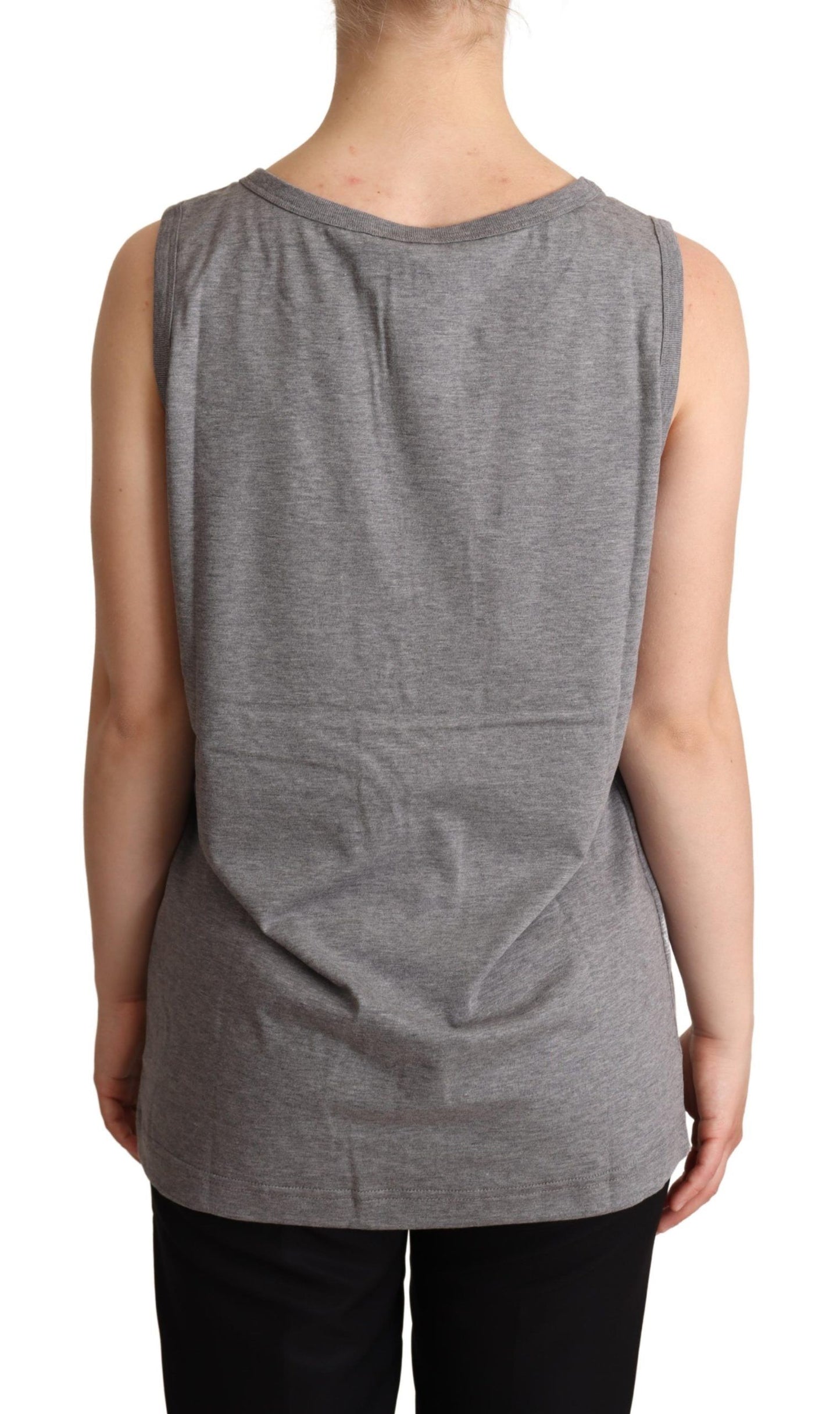 Débardeur sans manches élégant en jersey de coton gris Dolce & Gabbana