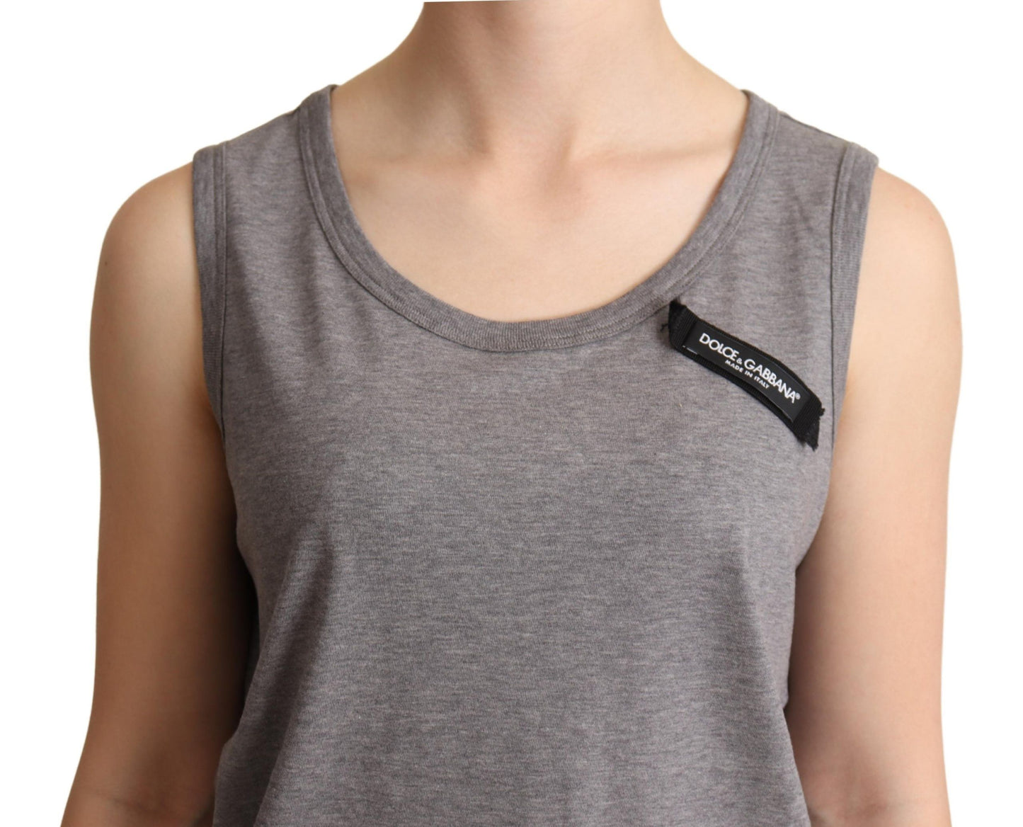 Débardeur sans manches élégant en jersey de coton gris Dolce & Gabbana