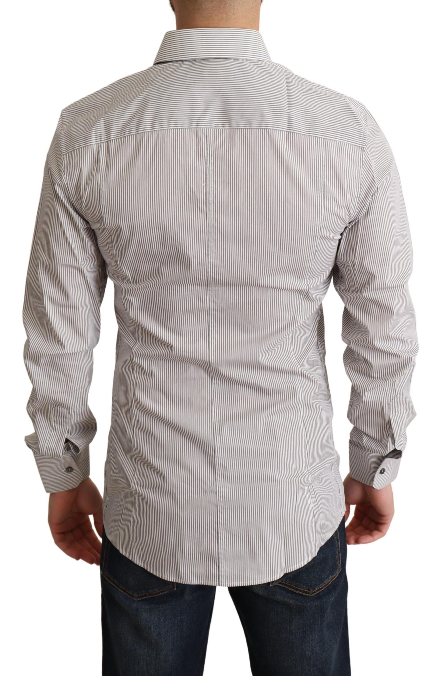 Dolce & Gabbana Gray Cotton Slim Fit Mens SICILY Shirt by Dolce & Gabbana