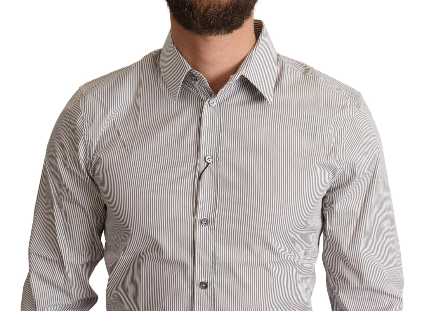 Dolce & Gabbana Gray Cotton Slim Fit Mens SICILY Shirt by Dolce & Gabbana