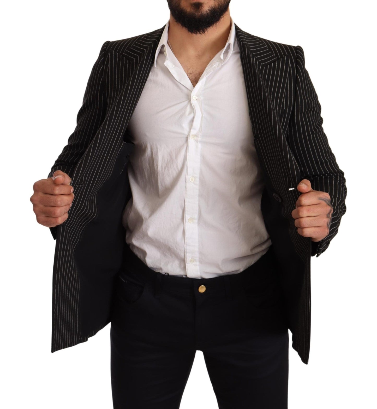Blazer élégant en laine à rayures avec doublure en soie Dolce & Gabbana