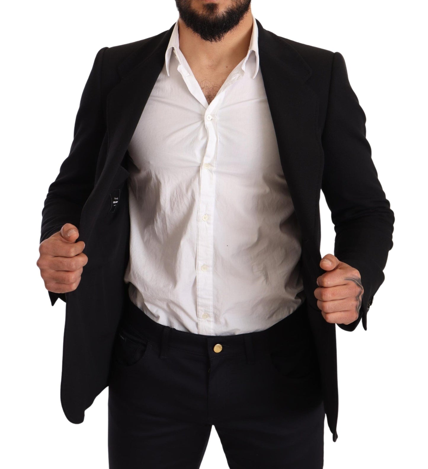 Blazer élégant en coton noir coupe slim Dolce & Gabbana