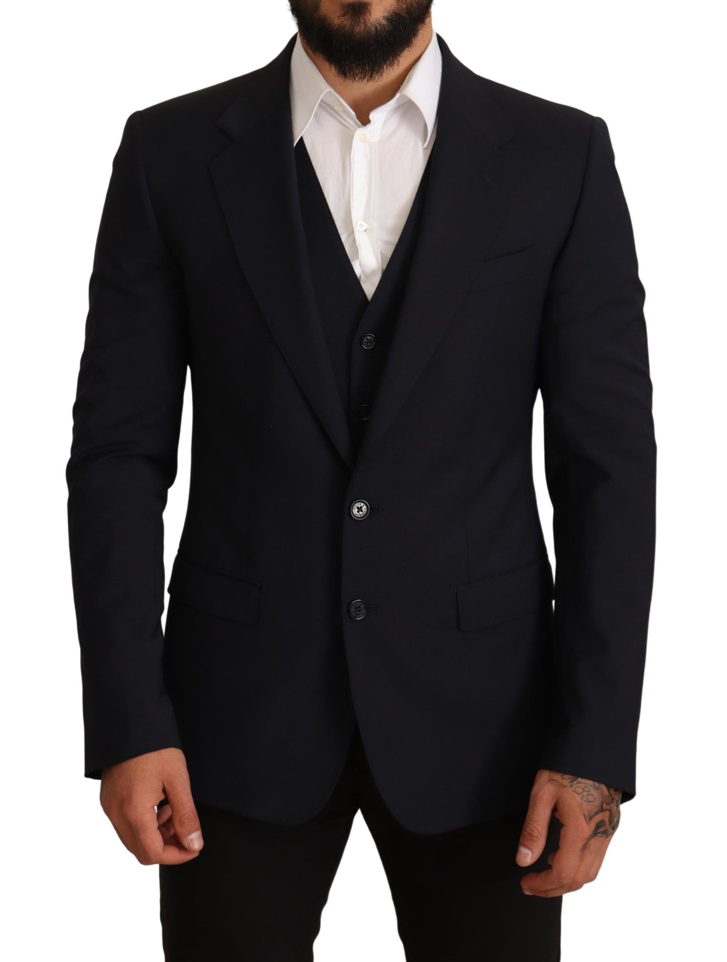 Costume Martini élégant en laine mélangée bleu foncé Dolce & Gabbana