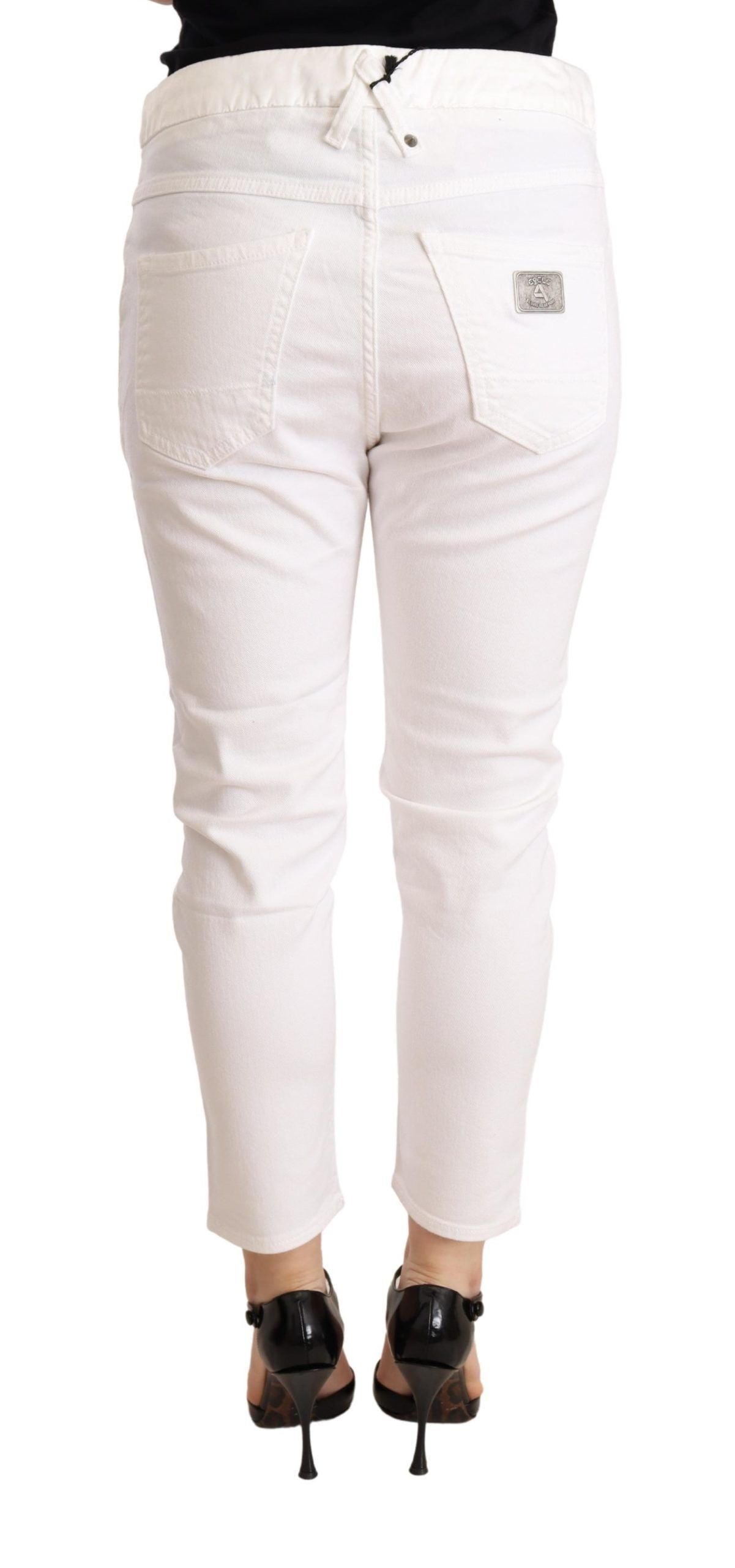 CYCLE White Mid Waist Slim Fit Skinny Cotton Stretch Trouser by CYCLE