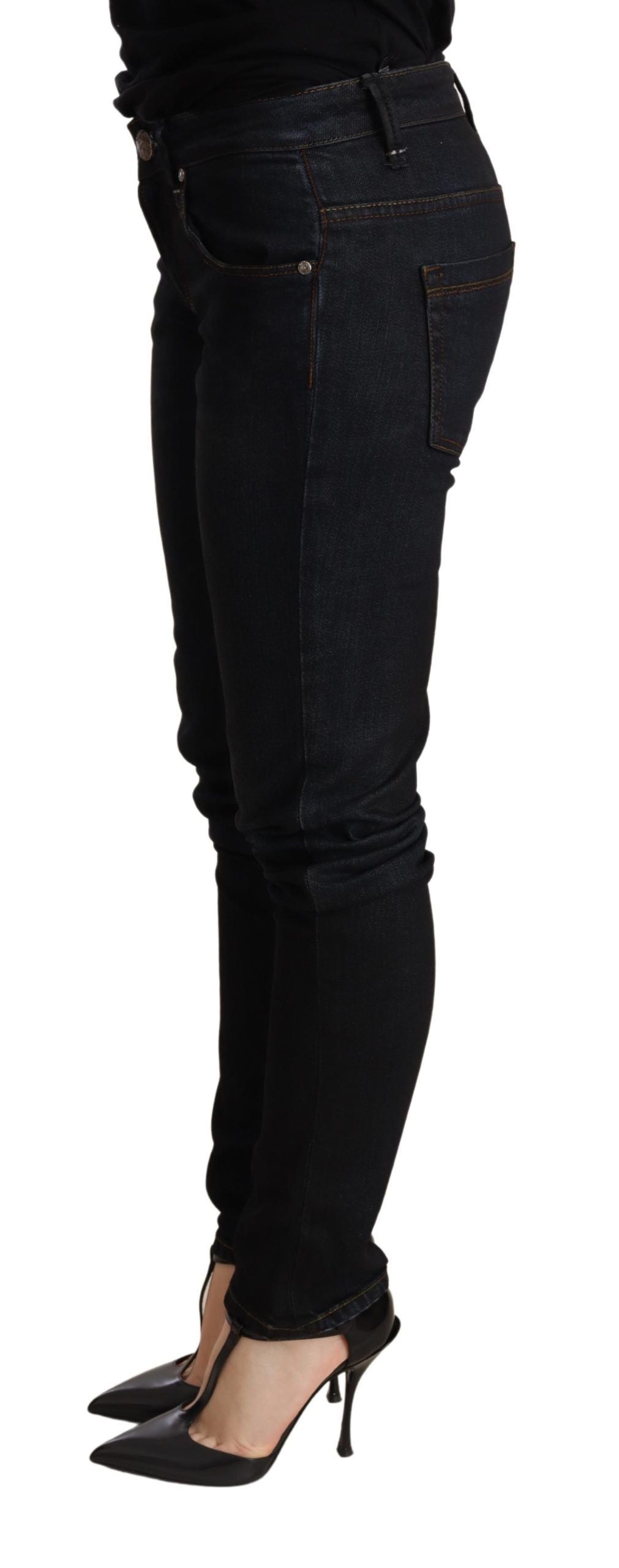 Eight Blue Washed Low Waist Skinny Denim Trouser