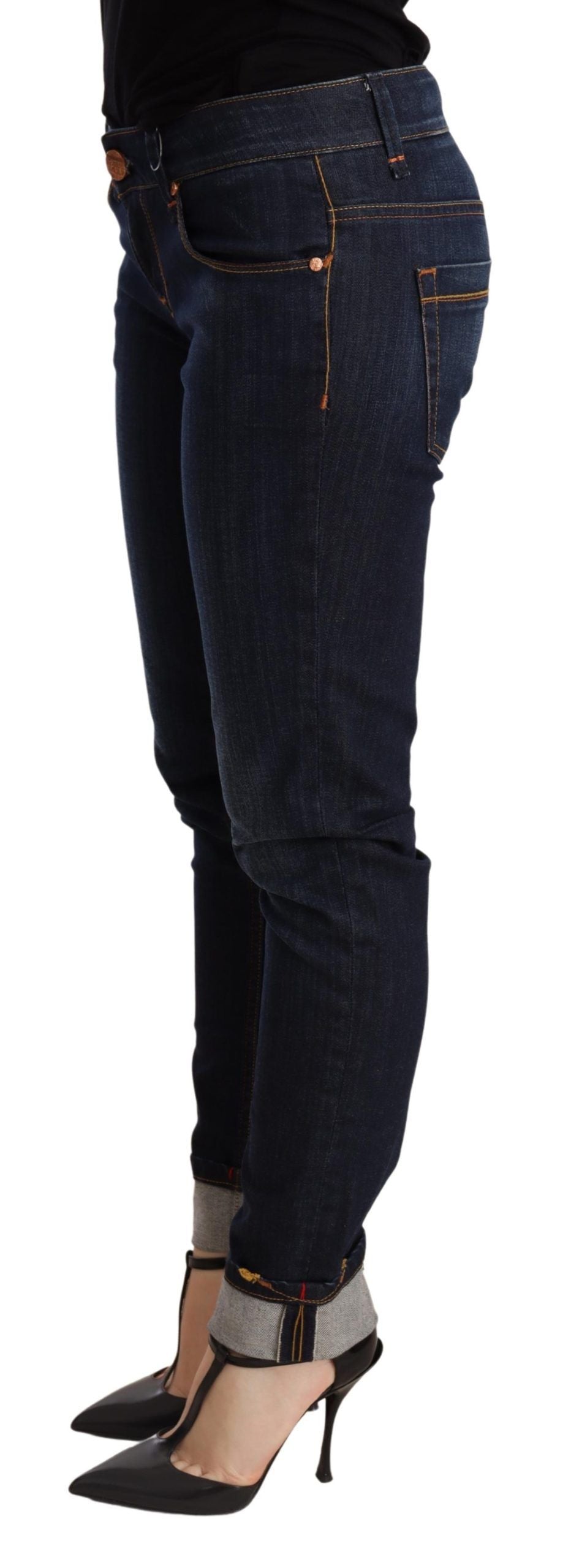 Eight Blue Washed Low Waist Skinny Denim Trouser