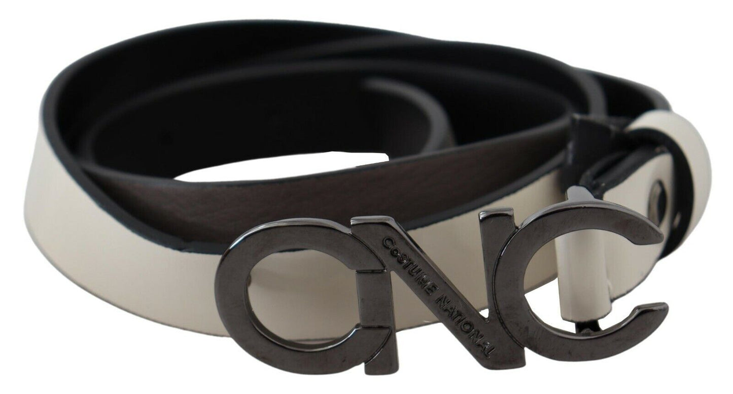Ceinture élégante en cuir blanc pour costume national