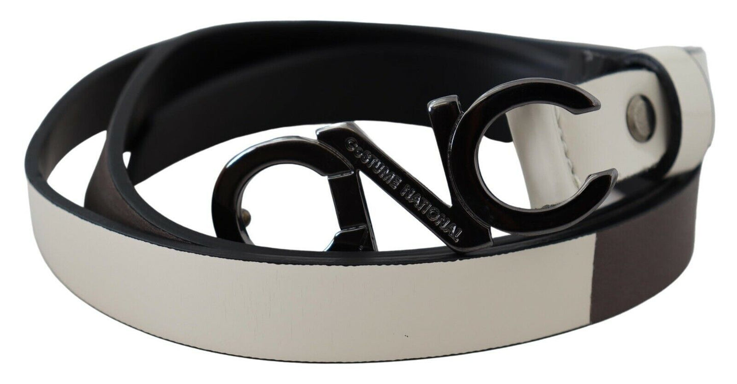 Ceinture élégante en cuir blanc pour costume national