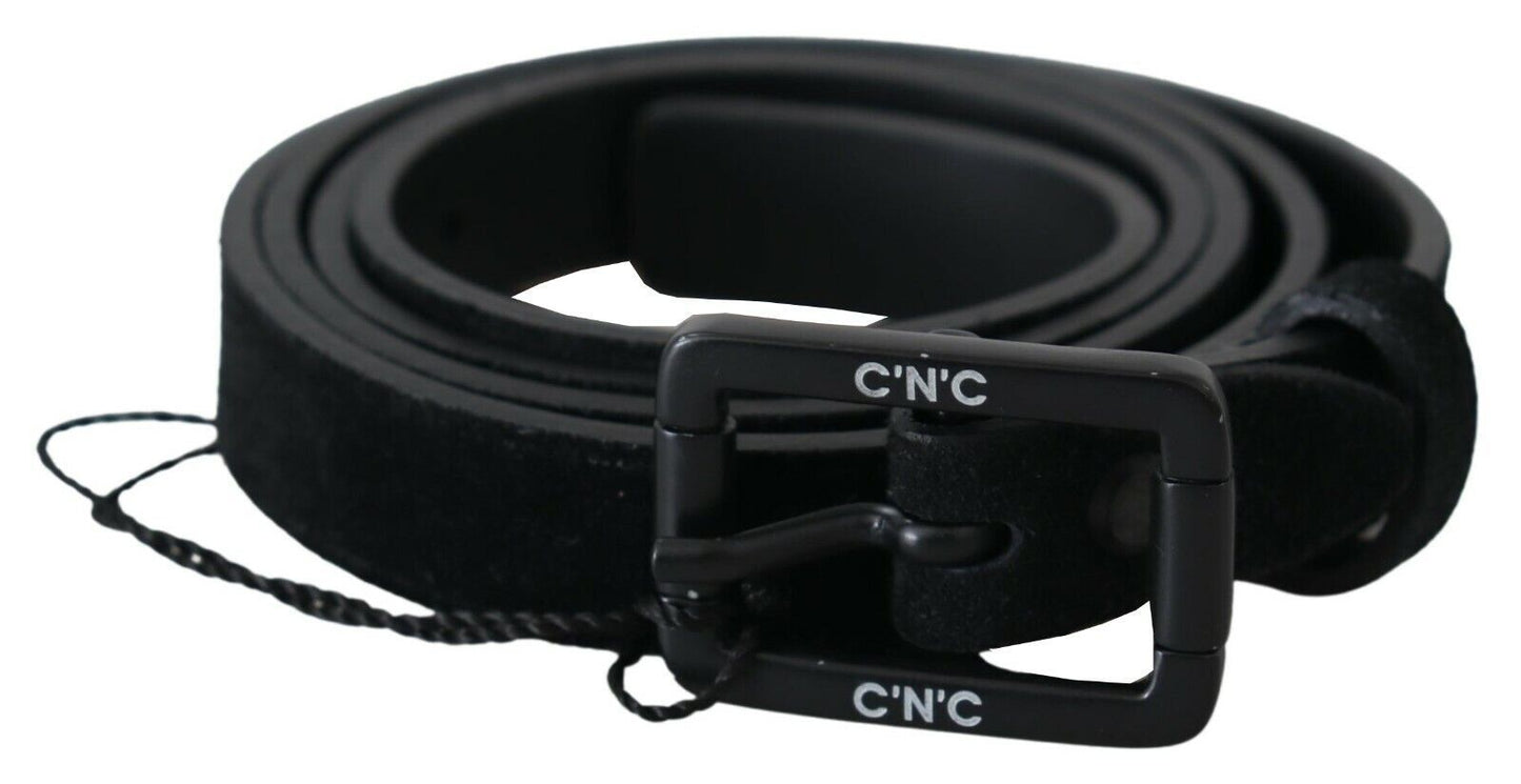 Ceinture classique en cuir noir élégant pour costume national