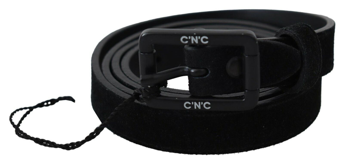 Ceinture classique en cuir noir élégant pour costume national