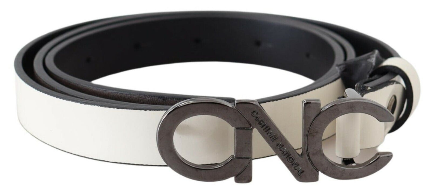 Ceinture en cuir italien gris métallisé Costume National
