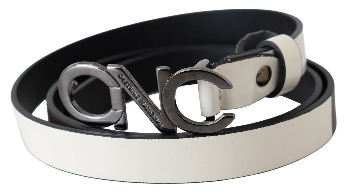 Ceinture en cuir italien gris métallisé Costume National