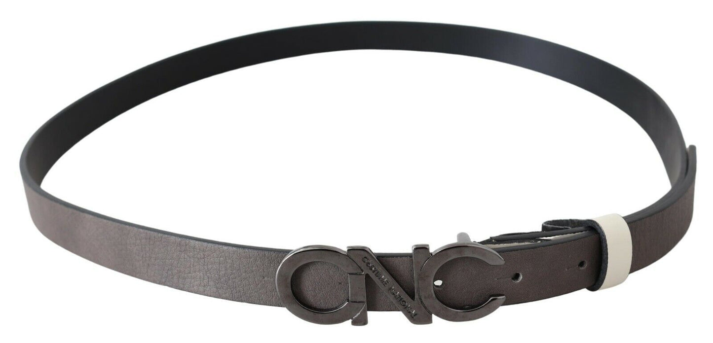 Ceinture en cuir italien gris métallisé Costume National