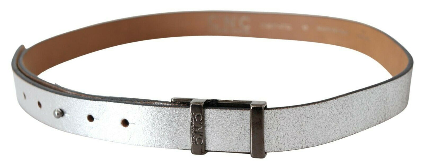 Ceinture élégante en cuir argenté pour costume national