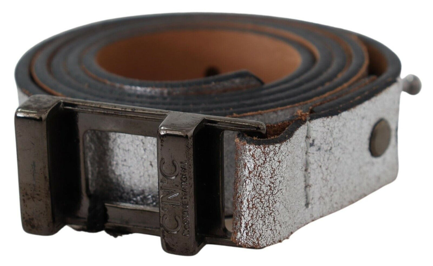 Ceinture élégante en cuir argenté pour costume national