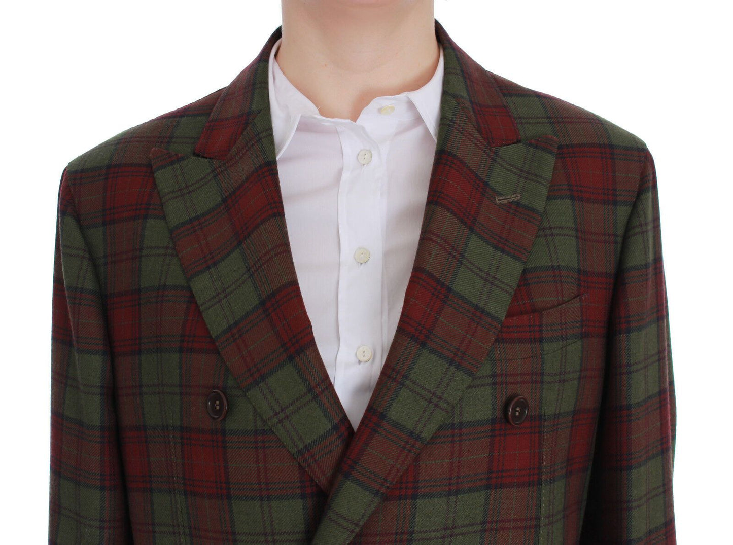 BENCIVENGA Élégant blazer croisé en laine à carreaux
