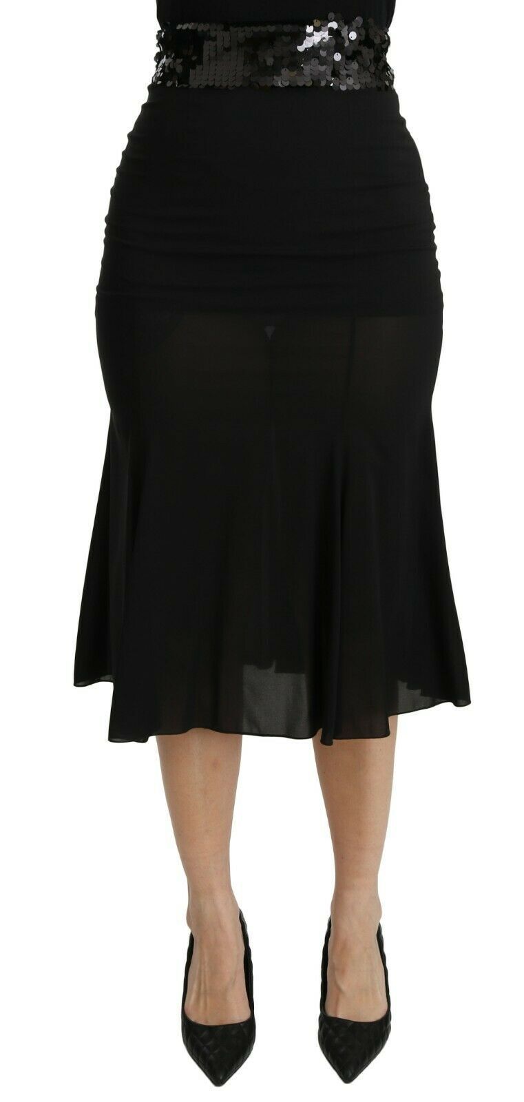 Jupe chic taille haute en soie mélangée noire Dolce & Gabbana