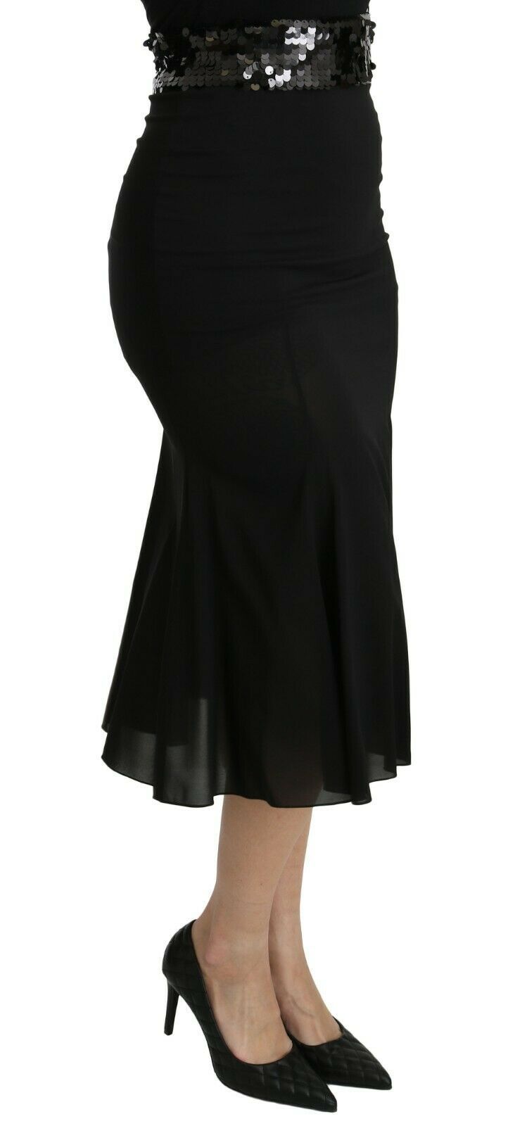 Jupe chic taille haute en soie mélangée noire Dolce & Gabbana