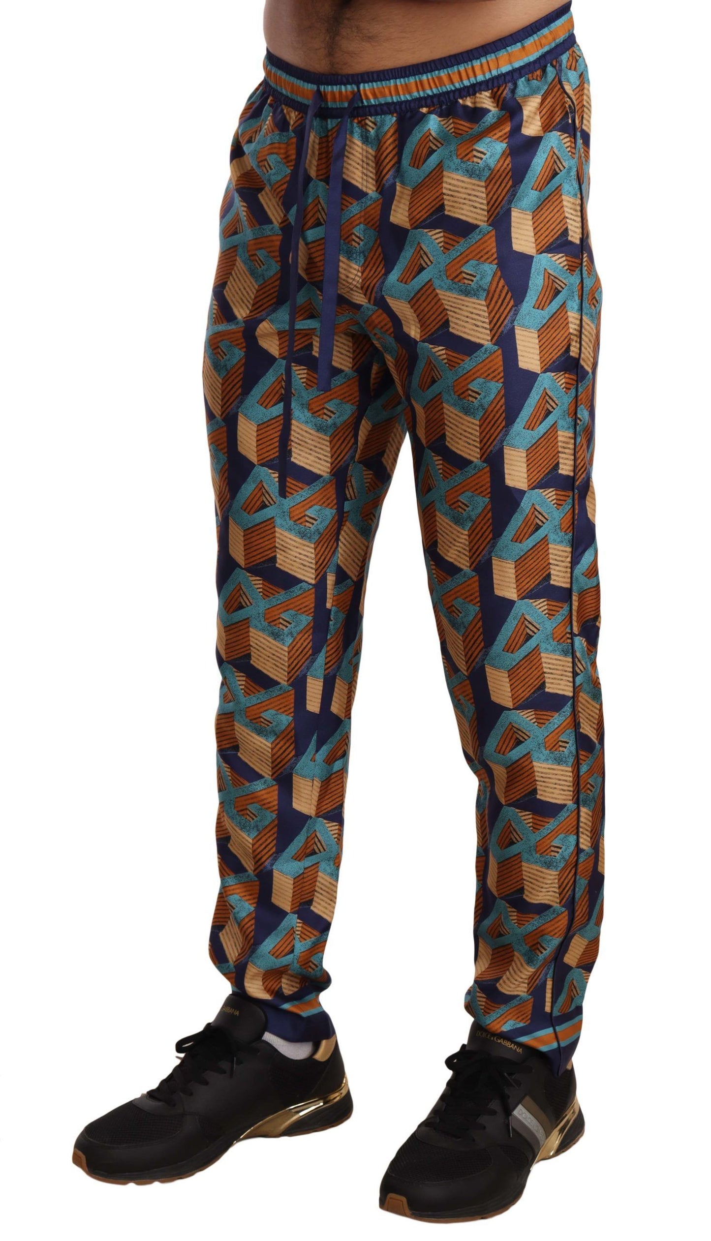 Pantalon de jogging élégant en soie Dolce & Gabbana avec imprimé vibrant