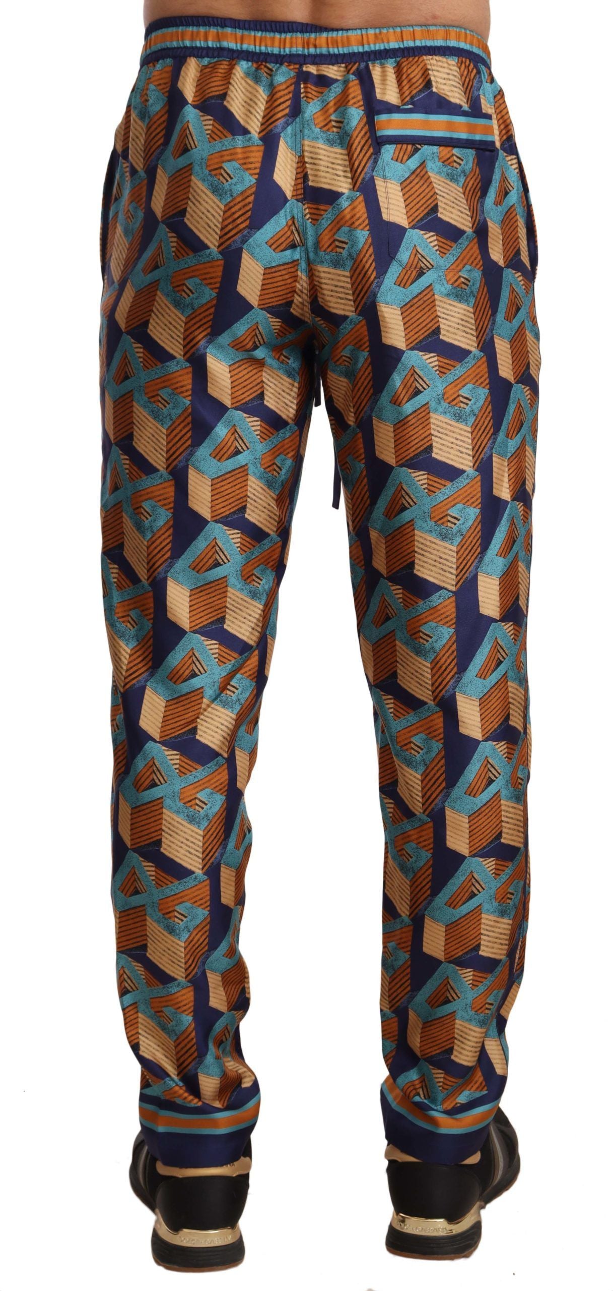 Pantalon de jogging élégant en soie Dolce & Gabbana avec imprimé vibrant