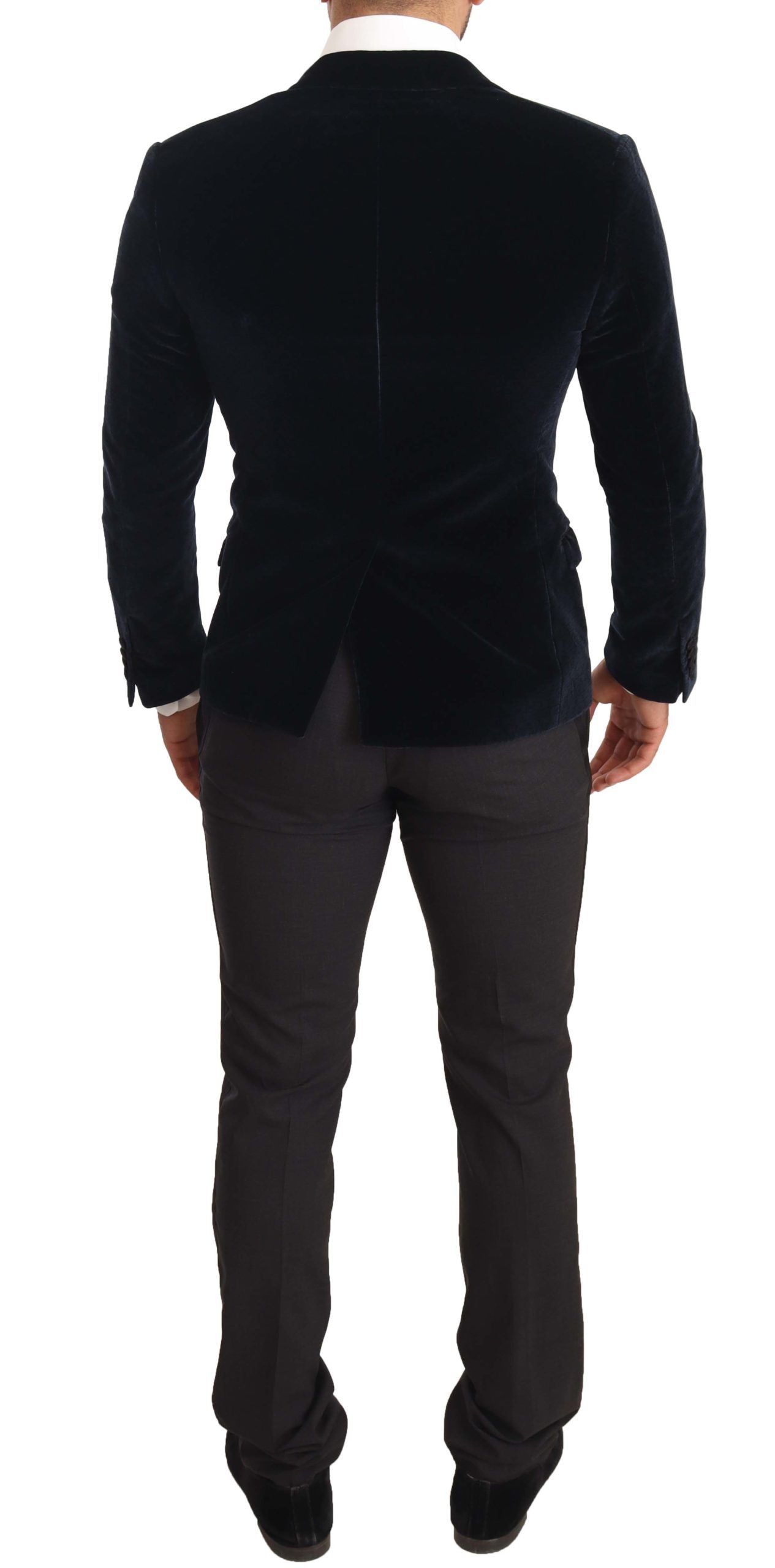Dolce & Gabbana Blue Velvet Cotton Slim Fit Tuxedo Suit