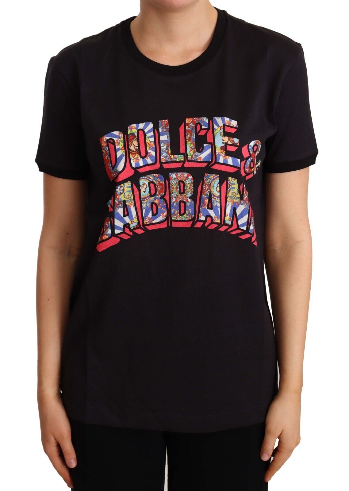 T-shirt élégant en coton noir avec logo Dolce & Gabbana