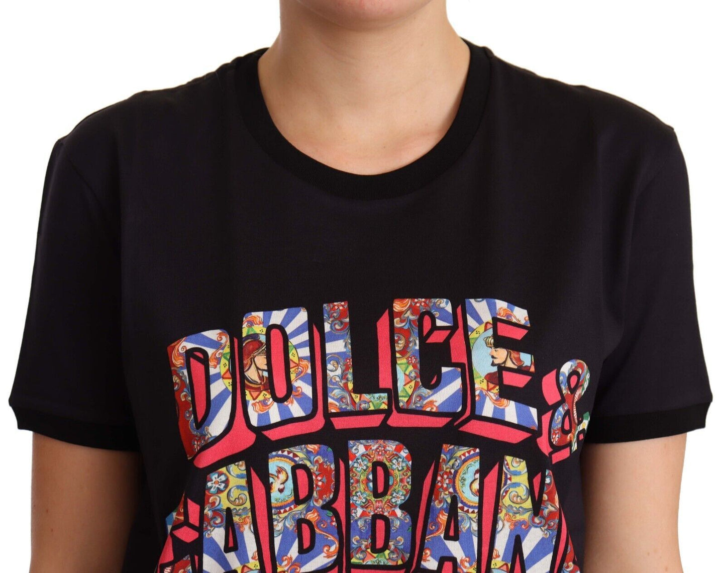 T-shirt élégant en coton noir avec logo Dolce & Gabbana