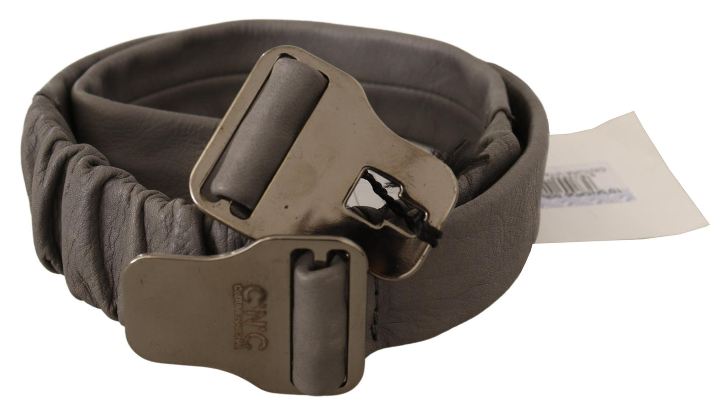 Ceinture élégante en cuir gris pour costume national