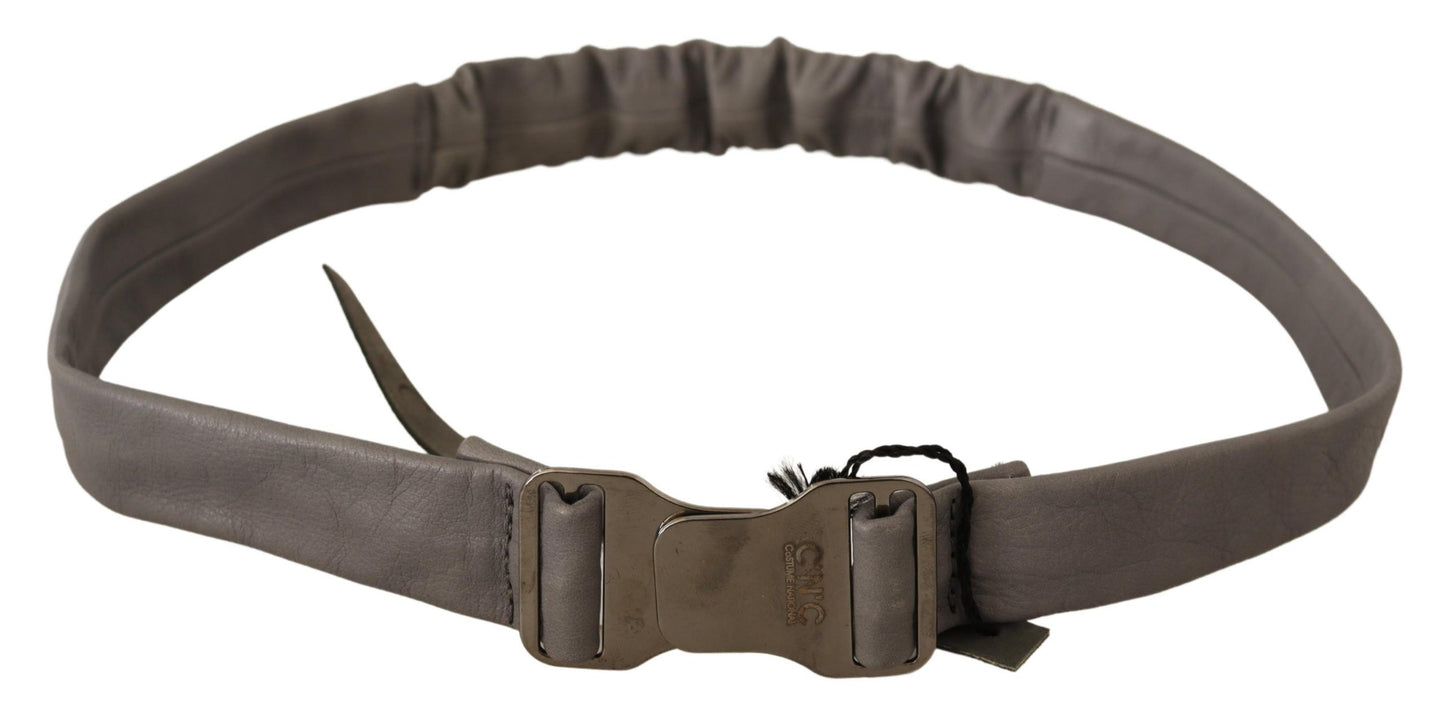 Ceinture élégante en cuir gris pour costume national
