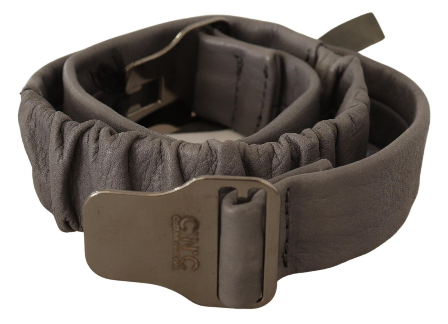 Ceinture élégante en cuir gris pour costume national