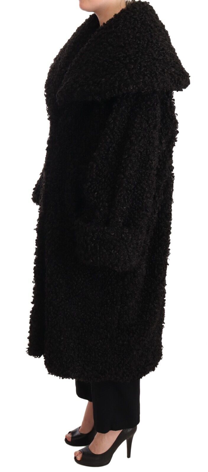 Trench-coat élégant en fourrure noire Dolce & Gabbana