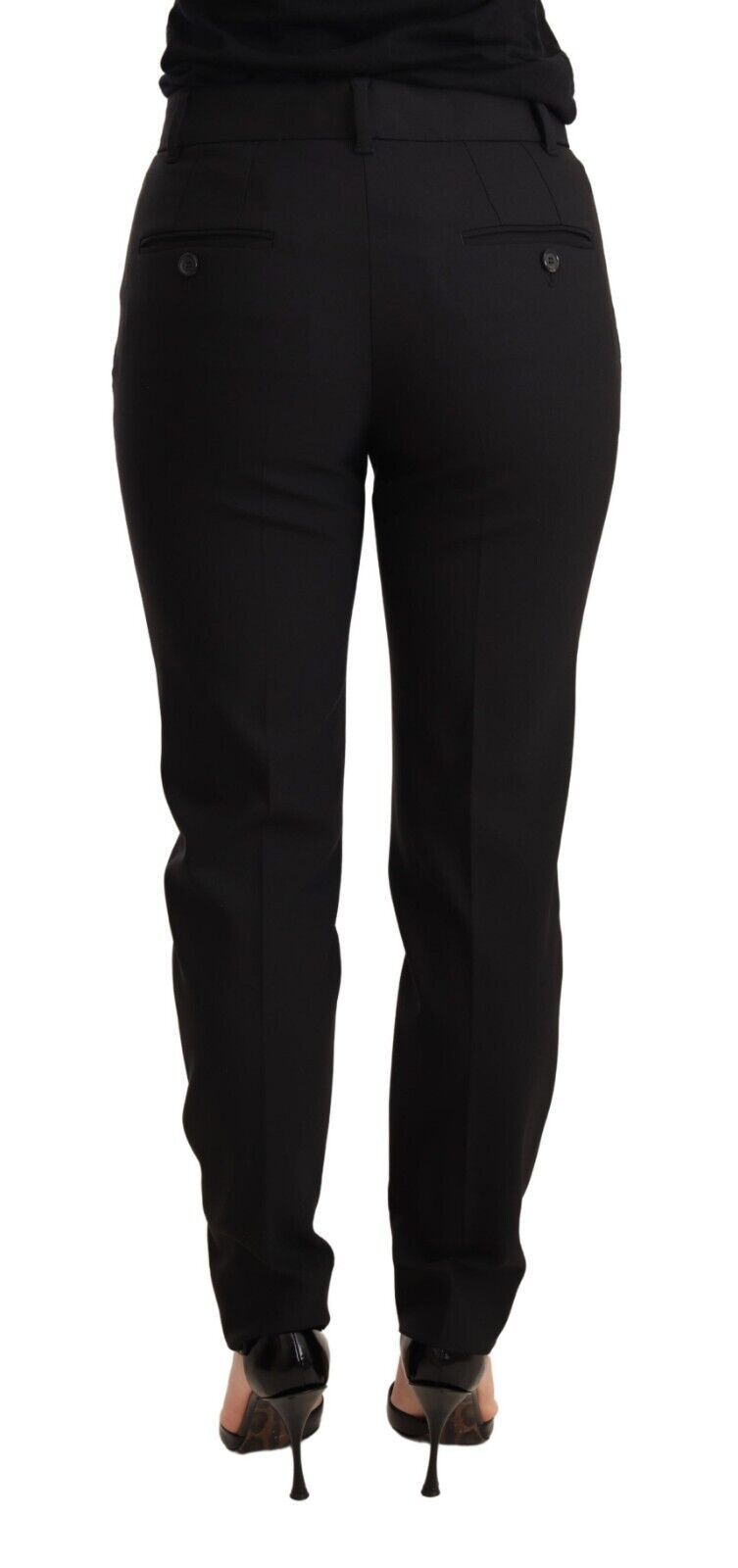 Dolce & Gabbana Black Tapered Women Trouser Virgin Wool Pants by Dolce & Gabbana