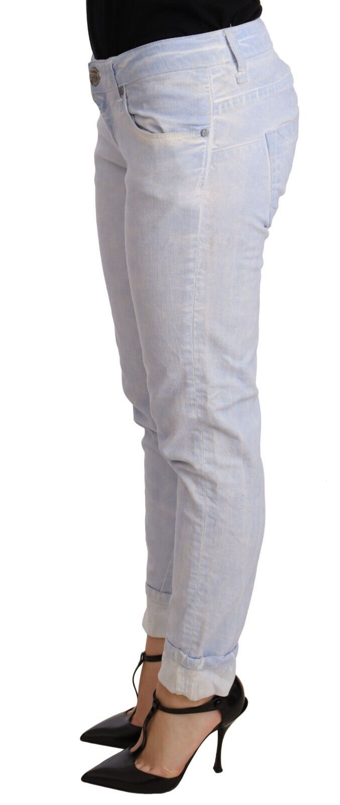 Huit jeans push-up en coton bleu clair