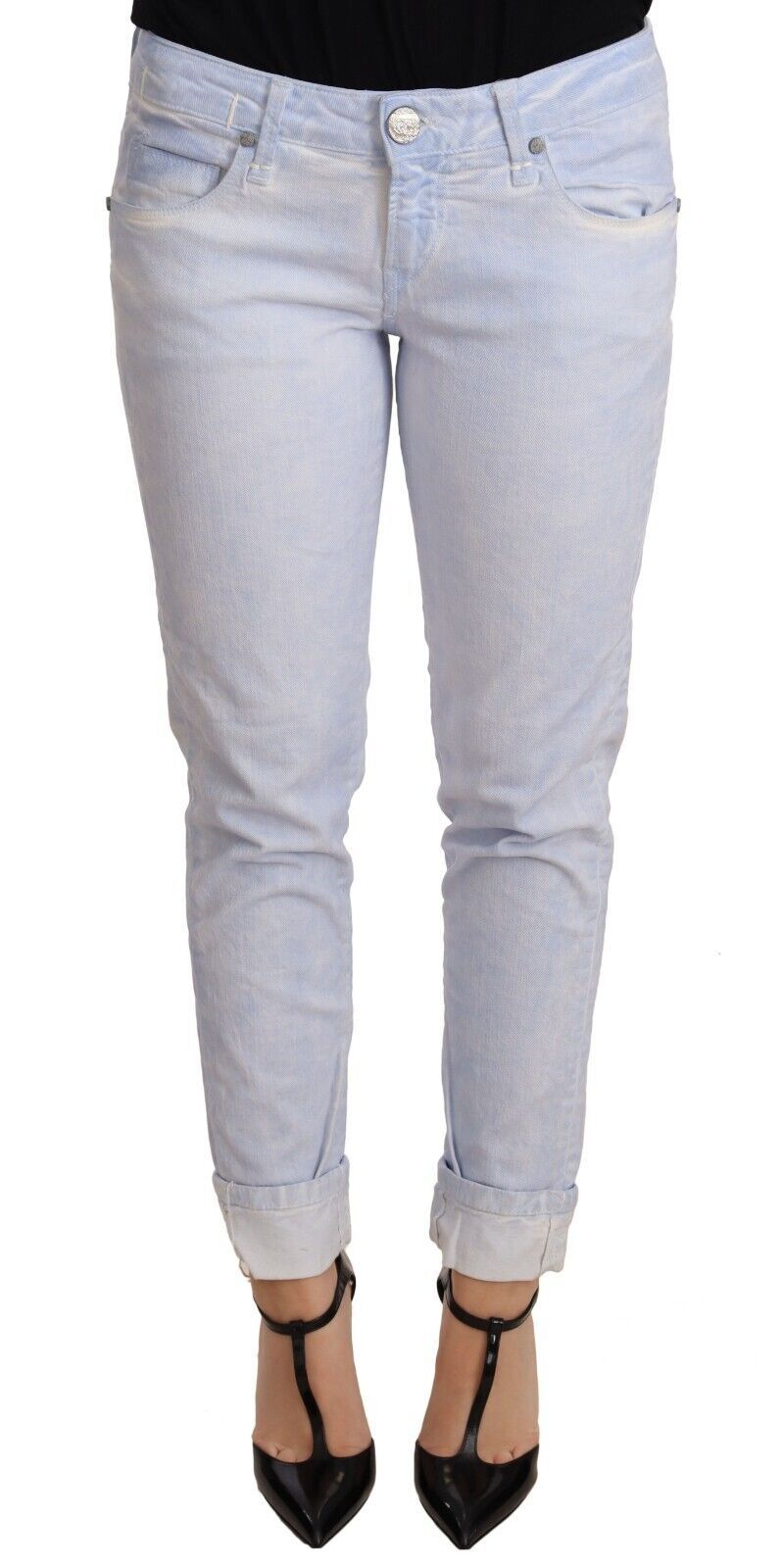 Huit jeans push-up en coton bleu clair