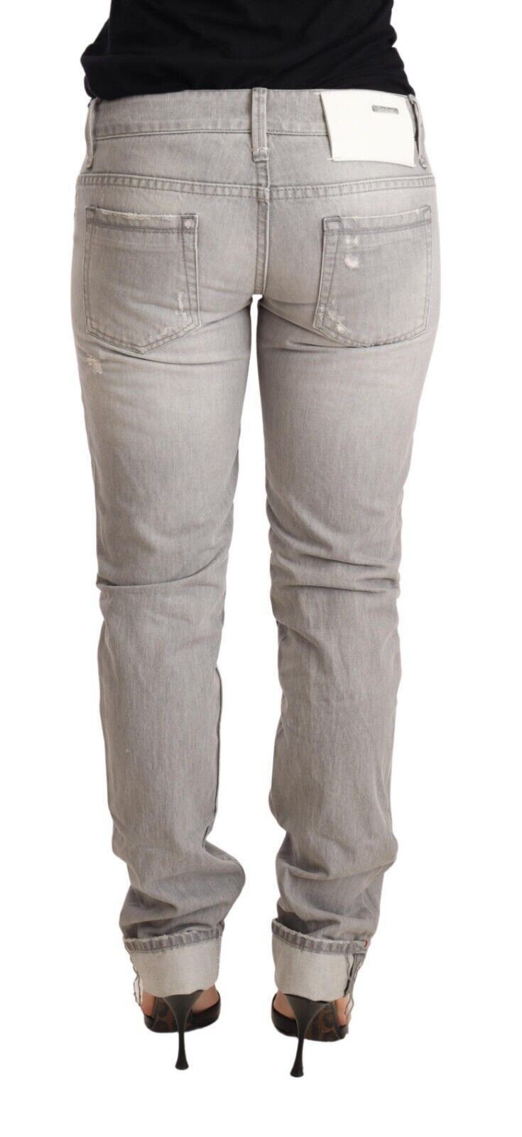 Jean slim Eight Chic gris délavé en lambeaux