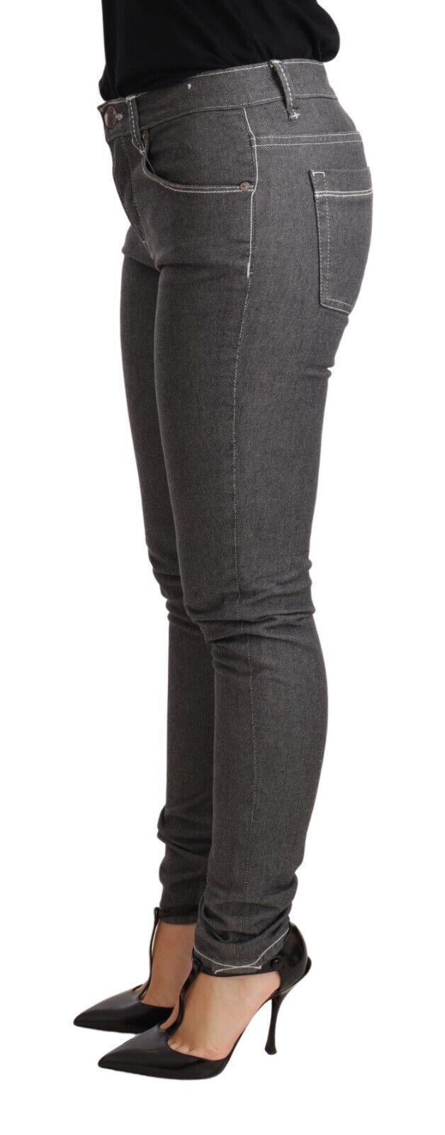 Huit jeans skinny gris élégants taille moyenne