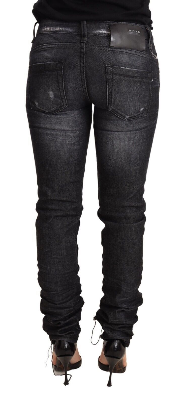 Huit jeans skinny taille basse élégants en denim noir