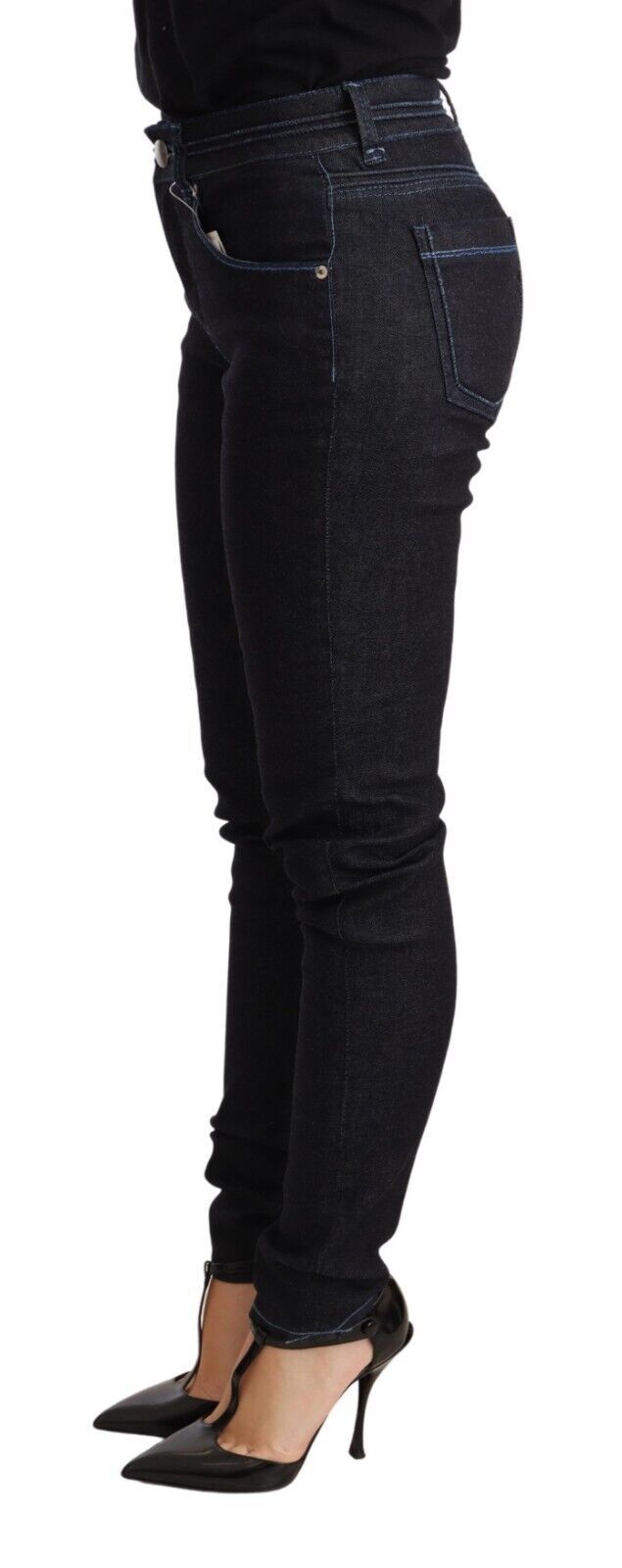 Eight Blue Cotton Low Waist Slim Fit Denim Women Trouser Jeans