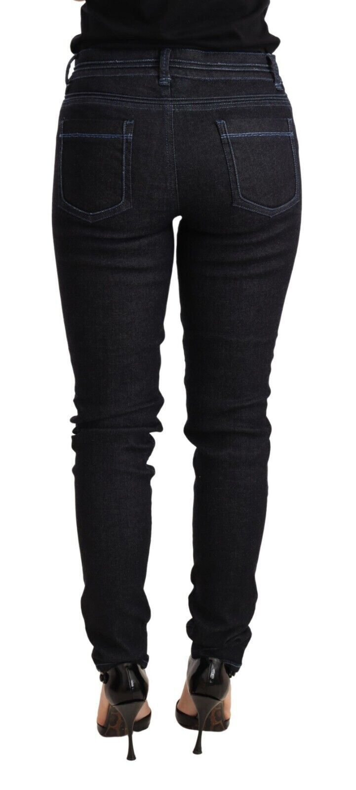 Eight Blue Cotton Low Waist Slim Fit Denim Women Trouser Jeans