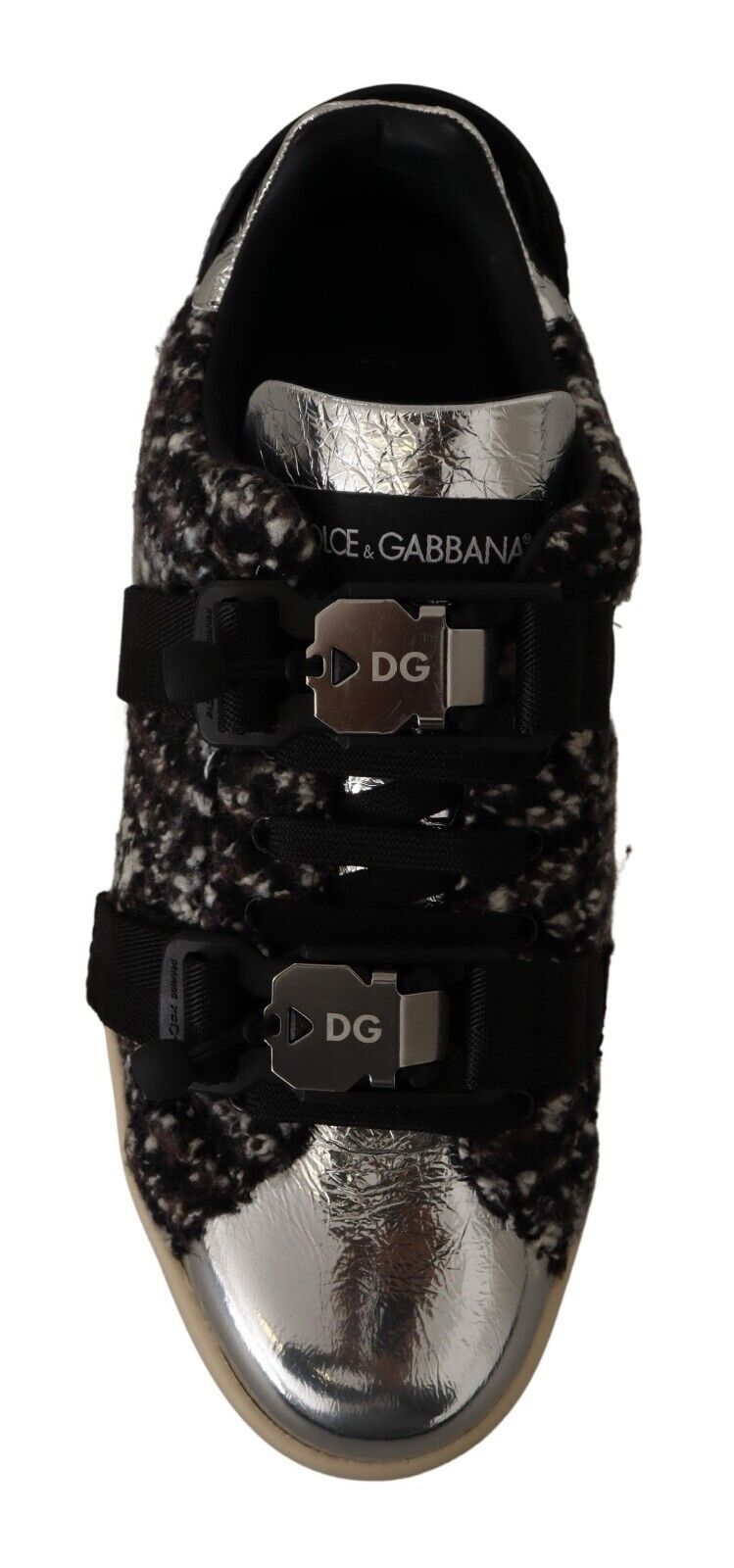 Baskets en cuir argentées Dolce & Gabbana
