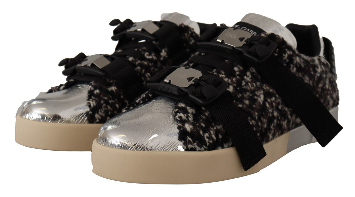 Baskets en cuir argentées Dolce & Gabbana