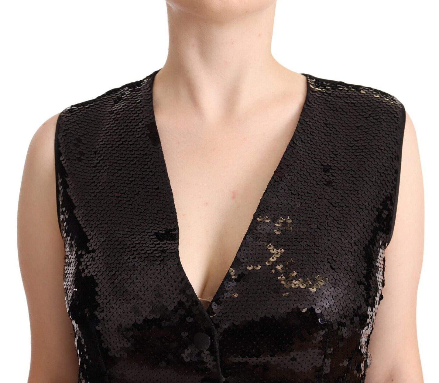 Dolce & Gabbana - Débardeur élégant sans manches à paillettes noires