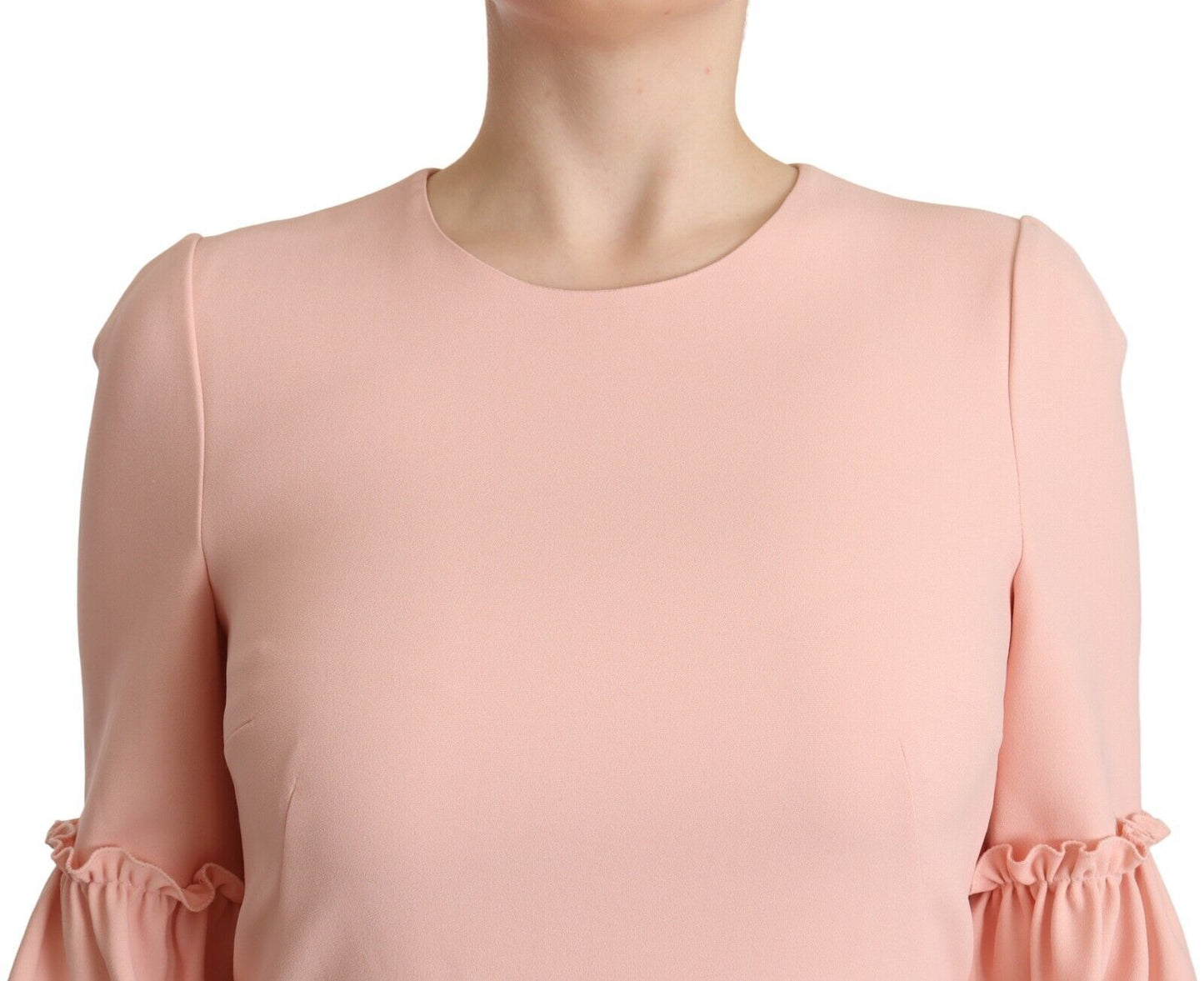 Dolce & Gabbana Pink Ruffled Sleeves Viscose Sheath Dress by Dolce & Gabbana