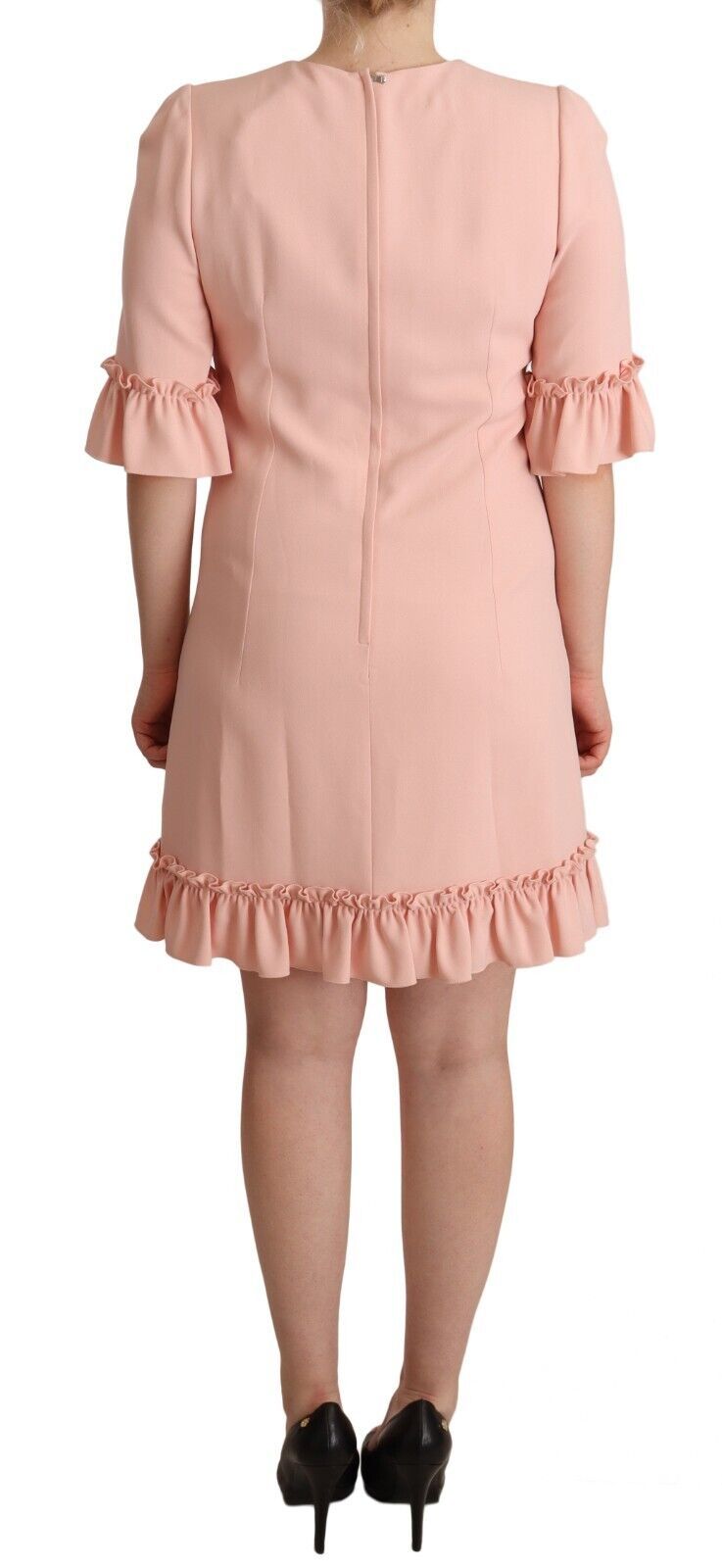 Dolce & Gabbana Pink Ruffled Sleeves Viscose Sheath Dress by Dolce & Gabbana